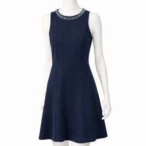Michael Kors Black Sheath Midi Dress Sleeveless Crew Neck Sz 0